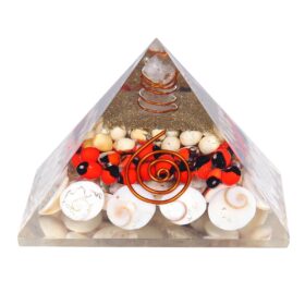 Gomti Chakra Orgonite Pyramid With Chirmi Seeds 1