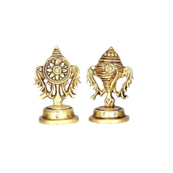 Brass Shankh Chakra Set Small