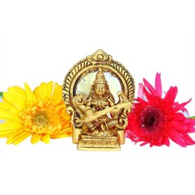 Saraswati Devi Brass Idol With Arch