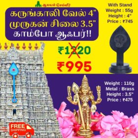 Karungali Vel 4 Inch Murugan Silai Combo