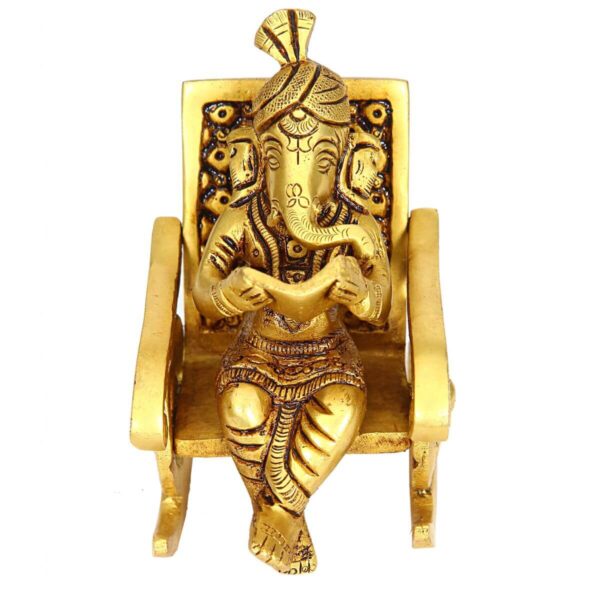 Lord Ganesha Rocking Chair Brass