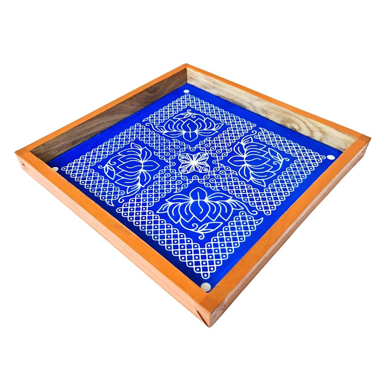 Sikku Kolam With Lotus DS1 Rangoli Wooden