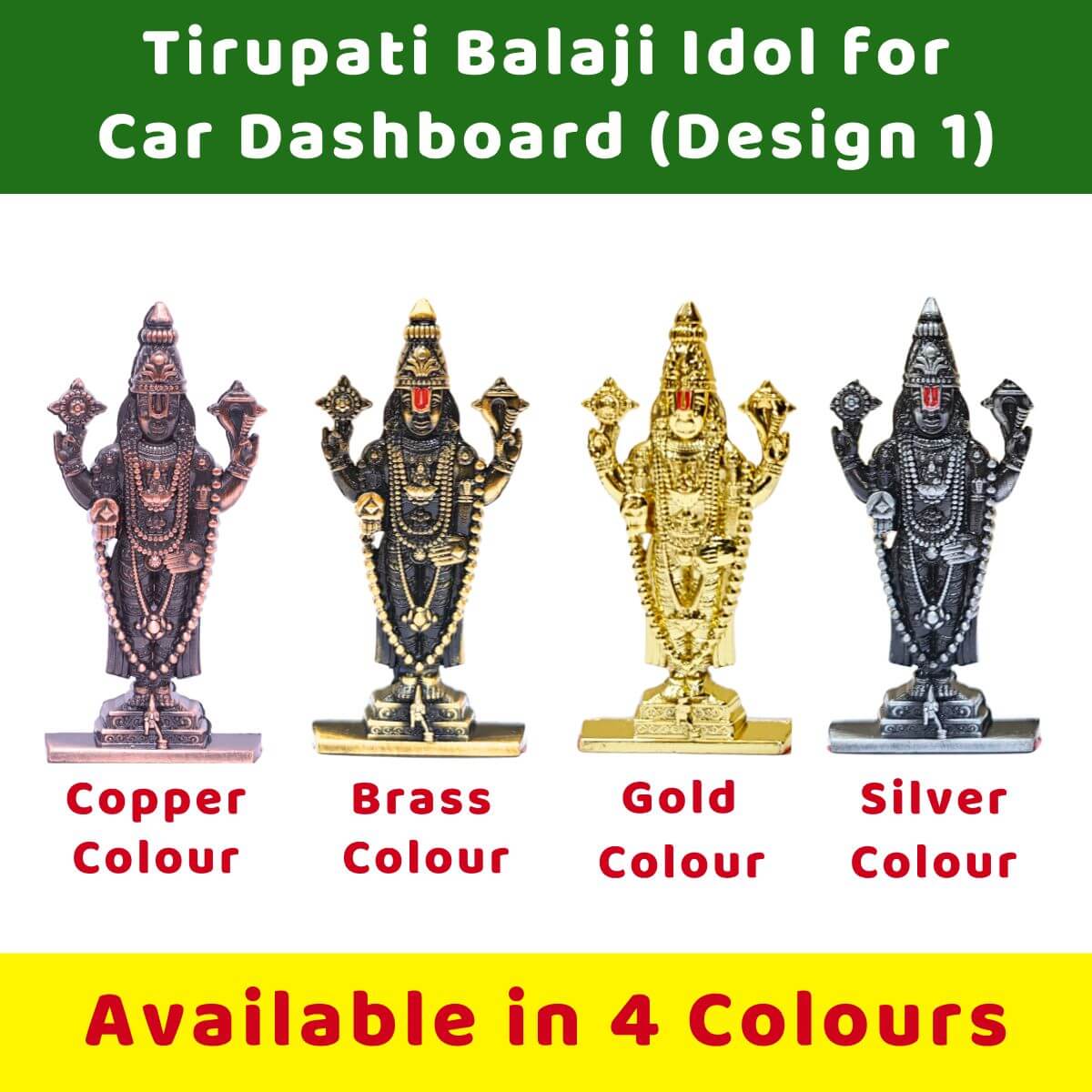 Lord Venkateswara Idol For Car Dashboard M1 All Variant AS