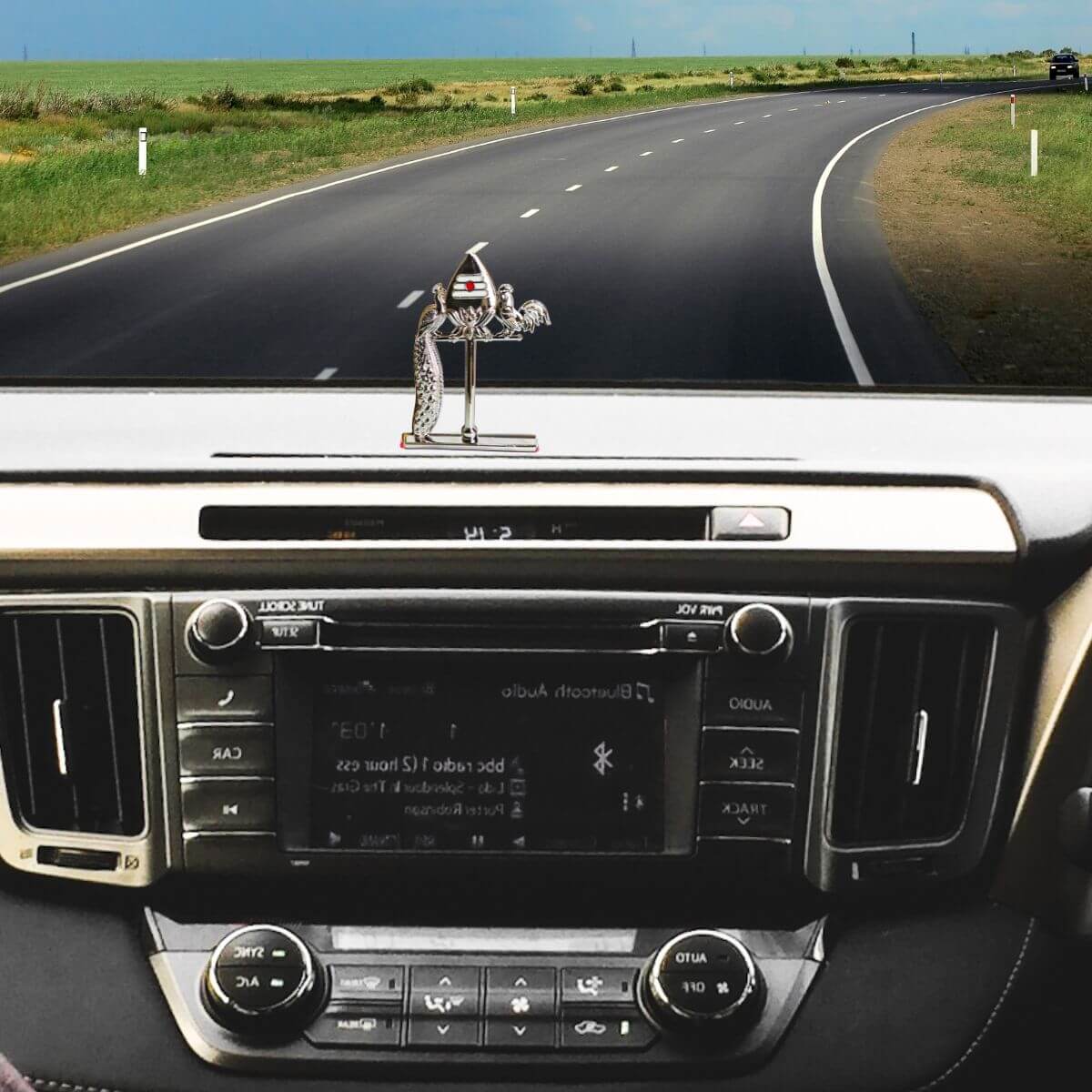 Vel With Peacock And Seval For Car Dashboard Silver