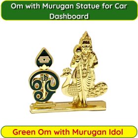 Om Green with Kartikeya Idol For Car Dashboard Gold