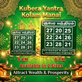 Kubera Kolam Wooden Stand Dark Green Banner