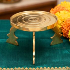Round Brass Chowki for God Idols D2,3.5In