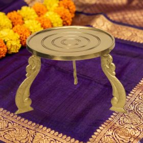 Round Brass Chowki for God Idols D2,4 In