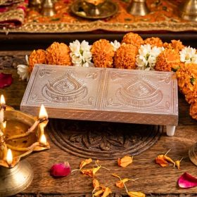 Silver Aluminium Foil Pooja Chowki Rectangular 8x4